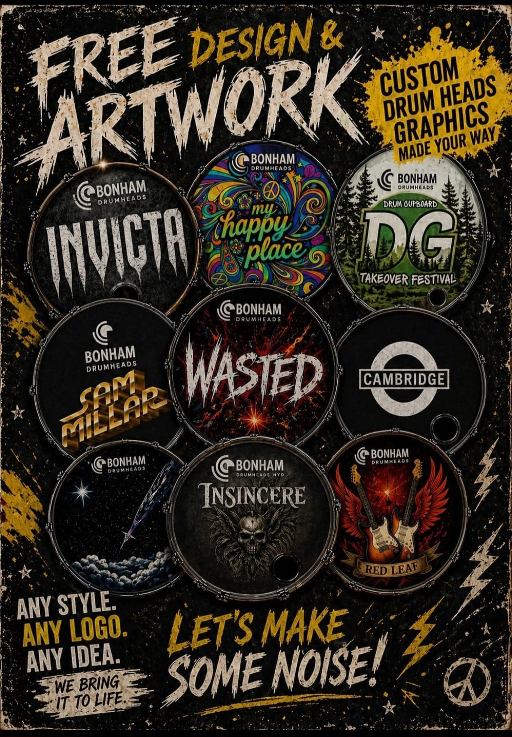 Custom drumhead sticker — £35