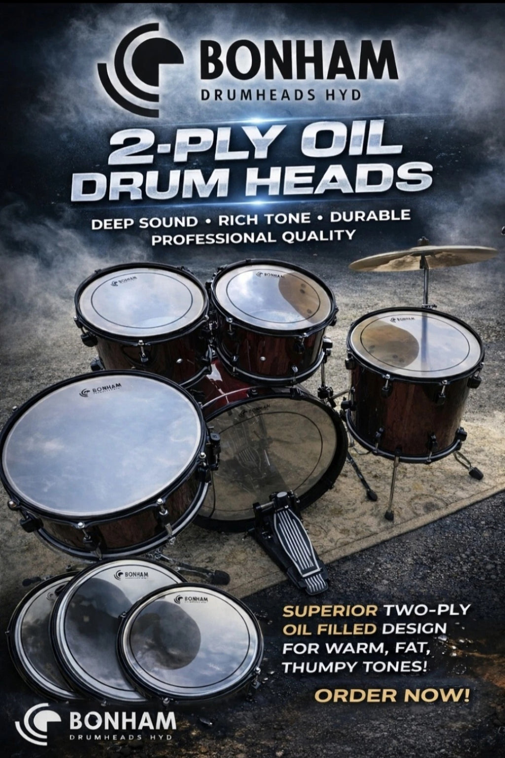 HYD Clear Oil-Filled Drum Heads (tom-tom)