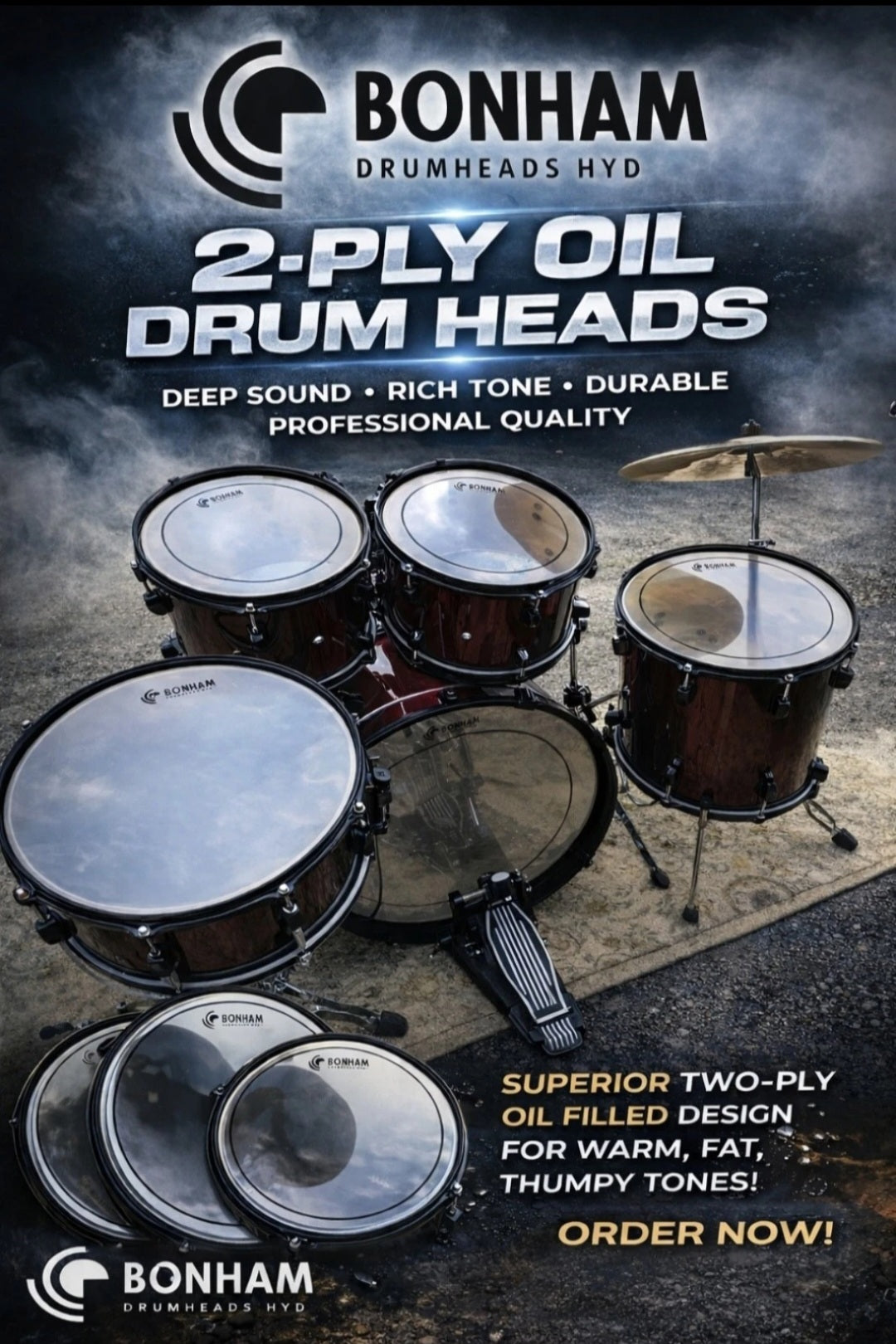 HYD Clear Oil-Filled Drum Heads (tom-tom)